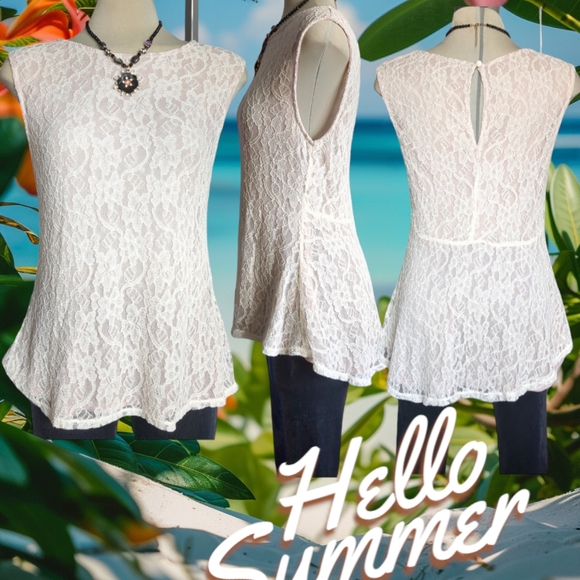 KISMET Luxury Beige Lace Sleeves Blouse Size L - Picture 3 of 15